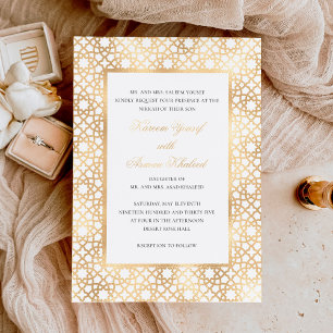 Invitation En Aluminium Cérémonie de mariage oriental Nikkah élégant or