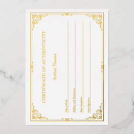 Invitation En Aluminium Certificat d'authenticité d'huile d'or victorienne
