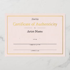 Invitation En Aluminium Certificat d'authenticité d'or rose pâle