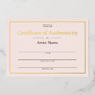 Invitation En Aluminium Certificat d'authenticité d'or rose pâle
