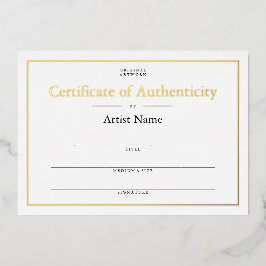 Invitation En Aluminium Certificat d'authenticité Foil personnalisé
