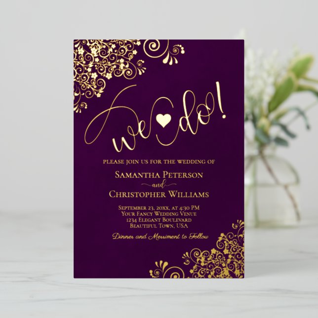 Invitation En Aluminium C'Est Ce Que Nous Faisons ! Plum Mariage moderne m (Debout devant)