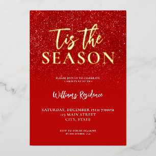Invitation En Aluminium C'est la saison Elegant Fête Noël