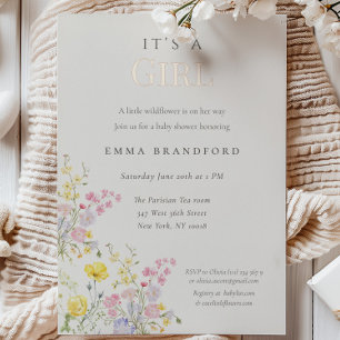 Invitation En Aluminium C'est une fille Fleurs Bohème petites fleurs sauva