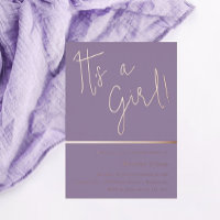 C'est une fille ! Purple Lavender Baby shower Rose