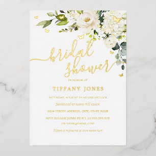 Invitation En Aluminium Champagne Floral Or pour Mariage