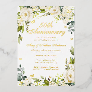 Invitation En Aluminium Champagne Papillon Doré 50e Anniversaire de Mariag