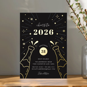 Invitation En Aluminium Champagne Pop   New Years Eve Party