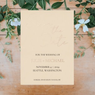 Invitation En Aluminium Champagne Simple style mariage Enregistrer la date