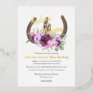 Invitation En Aluminium Chandails et Mariage floral pourpre