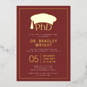 Invitation En Aluminium Chapeau de doctorat PhD Diplôme de doctorat Remise