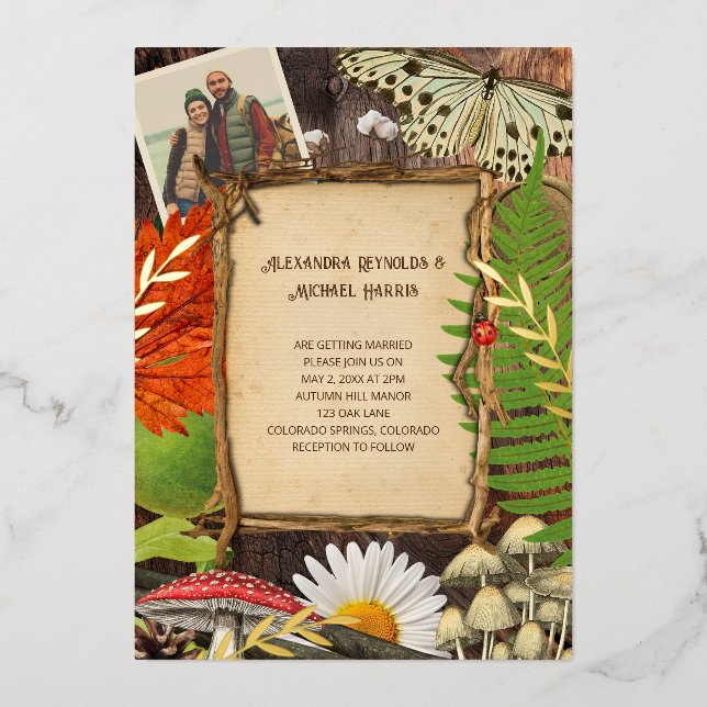 Invitation En Aluminium Charmante nature rustique boisée inspirée (Recto)