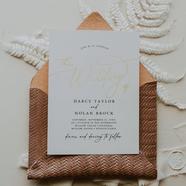 Invitation En Aluminium Charme élégant Black White Gold Foil Mariage Invit (Elegant Charm Black White Gold Foil Wedding Invite)