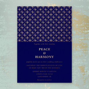 Invitation En Aluminium Charmes de Crépuscule Rose Gold Bleu Nuit Mariage