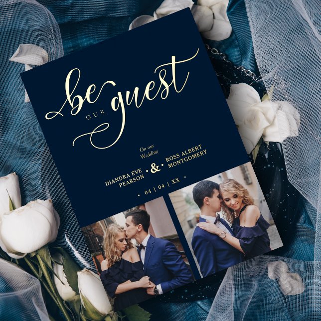 Invitation En Aluminium Charming Romantic Whimsy Script Navy Blue (Créateur téléchargé)