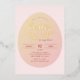 Invitation En Aluminium Chasse simple aux oeufs de Brunch de Pâques rose d