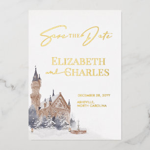 Invitation En Aluminium Château Manoir Anglais Vieille Église Enregistrer 
