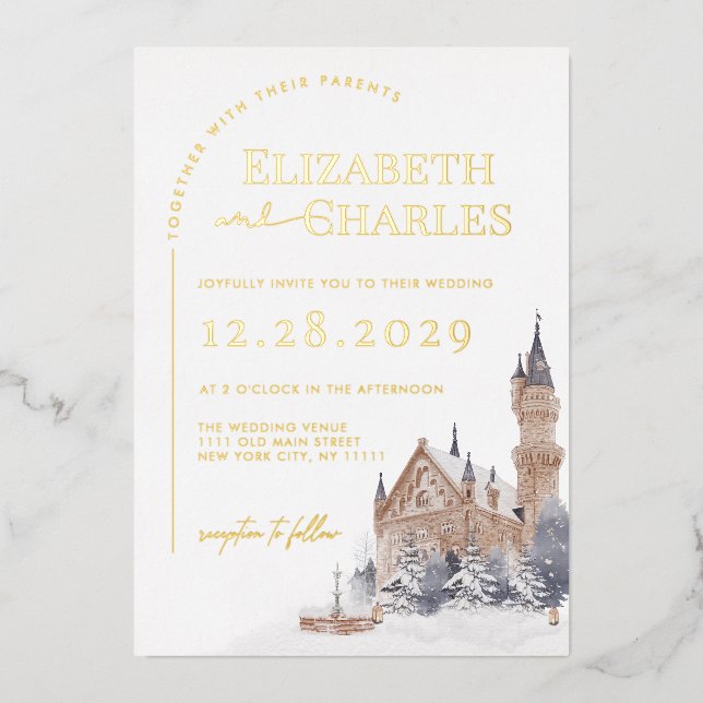 Invitation En Aluminium Château Manoir Anglais Vieux église Cathédrale Mar (Recto)