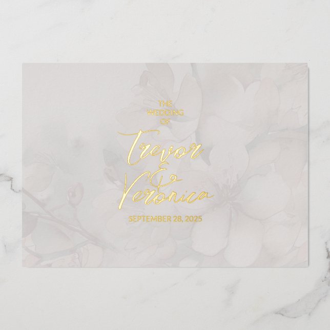 Invitation En Aluminium Cherry Blossom Mariage (Recto)