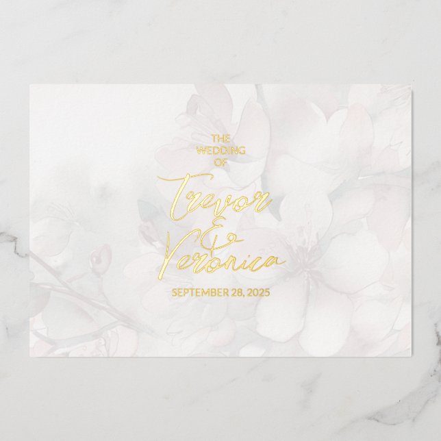 Invitation En Aluminium Cherry Blossom Mariage (Recto)
