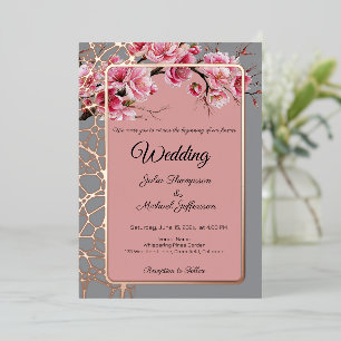 Invitation En Aluminium Cherry Blossoms Français Romantique Dusty Rose
