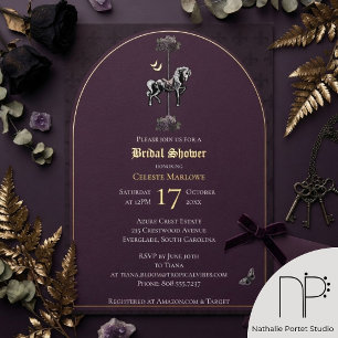 Invitation En Aluminium Cheval de carrousel violet foncé pour enterrement