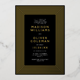 Invitation En Aluminium Chic Cadre Rayé Moderne Mariage VRAI