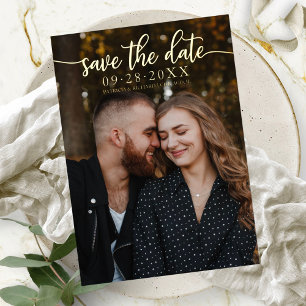 Invitation En Aluminium Chic Calligraphie Mariage Enregistrer La Date