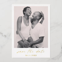 Chic Calligraphy Gold Photo Wedding Enregistrer la