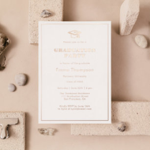Invitation En Aluminium Chic Elegant Black & Rose Gold Graduation Party