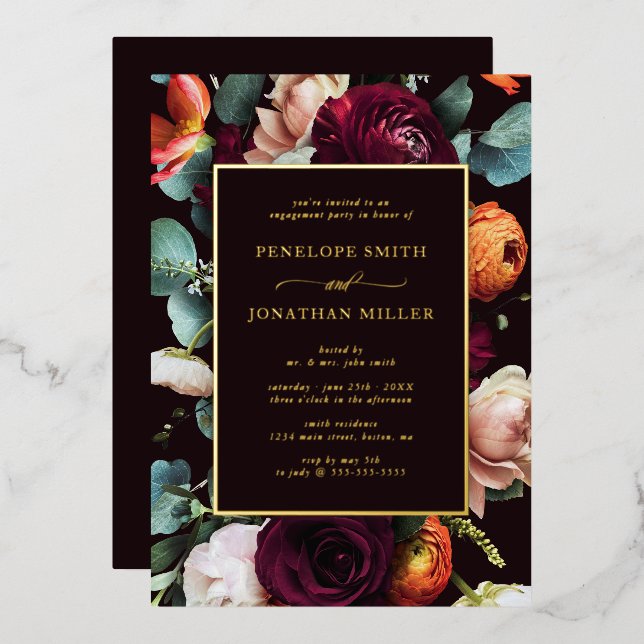 Invitation En Aluminium Chic Eucalyptus Automne Floral (Recto/Verso)