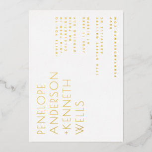 Invitation En Aluminium Chic minimaliste moderne Mariage Horizontal Or