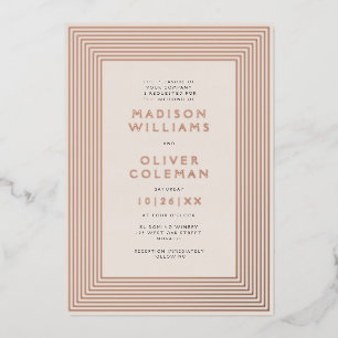 Invitation En Aluminium Chic moderne Mariage à cadre rayé RÉEL