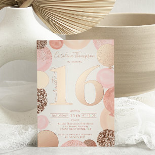 Invitation En Aluminium Chic rose or parties scintillant rose ballon Sweet