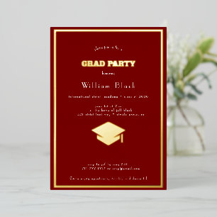 Invitation En Aluminium chic rouge profond & or soirée de remise des di