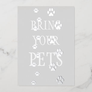Invitation En Aluminium Chien & Empreintes de Pattes de Chat Personnalisé 