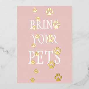 Invitation En Aluminium Chien & Empreintes de pattes de chat Personnalisé 