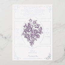 Chinoiserie Purple Rose Bouquet Mariage victorien