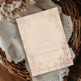 Invitation En Aluminium Chinoiserie romantique Rose Mariage d'or