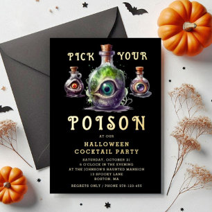 Invitation En Aluminium Choisissez votre poison Halloween Cocktail Party G