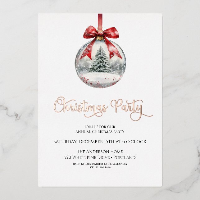 Invitation En Aluminium  Christmas ornament Holiday Party (Recto)
