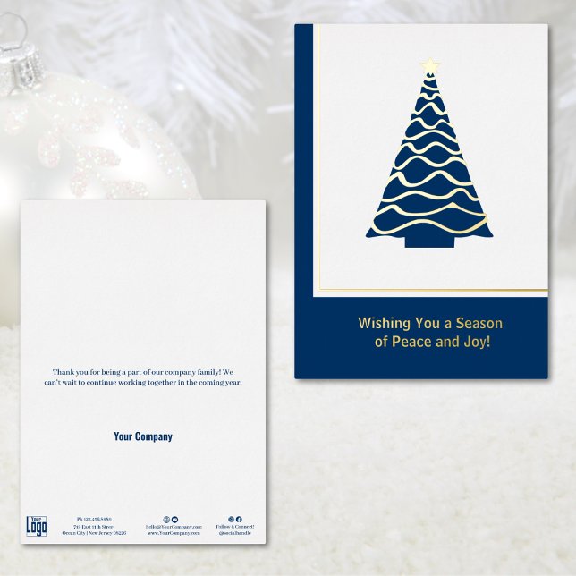 Invitation En Aluminium Christmas Tree Gold Foil Business Holiday Card (Christmas Tree Gold Foil Business Holiday Card)