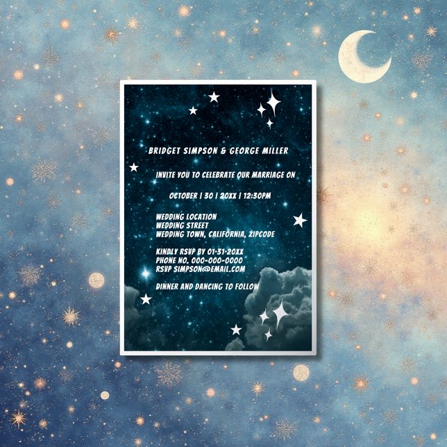 Invitation En Aluminium ciel de galaxie bleu mariage argent (Créateur téléchargé)