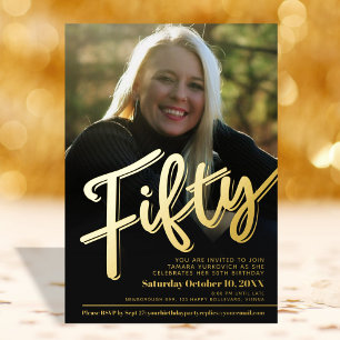 Invitation En Aluminium Cinquante-50e anniversaire script photo personnali