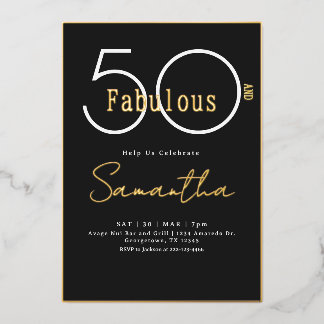Invitation En Aluminium Cinquante ans et Fabuleux Anniversaire de 50 ans e