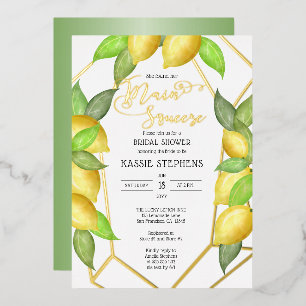 Invitation En Aluminium Citrons Main Squeeze Géométrique Enterrement de Vi