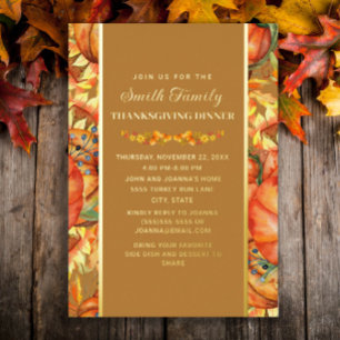 Invitation En Aluminium Citrouille Automne quitte Thanksgiving Dîner