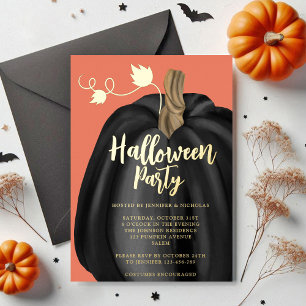 Invitation En Aluminium Citrouille dorée orange mignonne pour fête d'Hallo