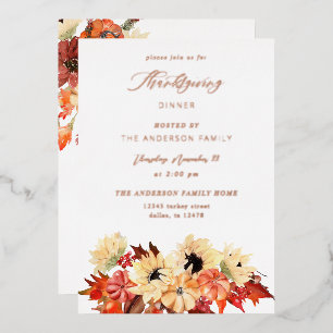 Invitation En Aluminium Citrouille & Tournesol Thanksgiving