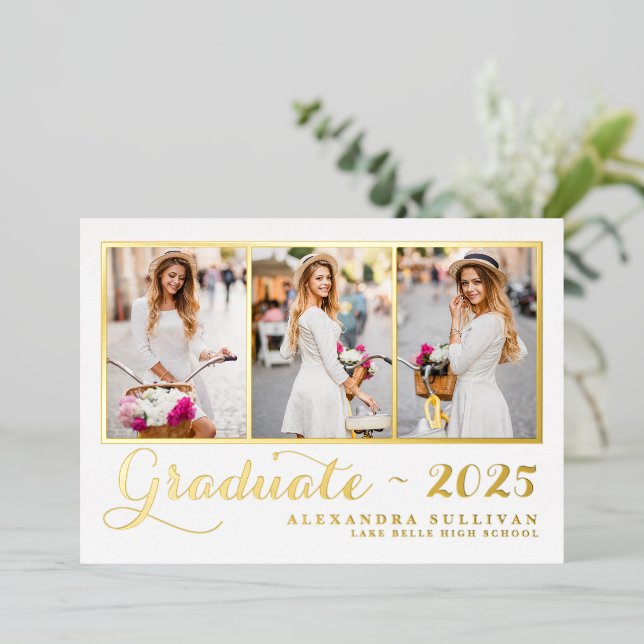 Invitation En Aluminium Classe de 2025 Collage de photos (Debout devant)